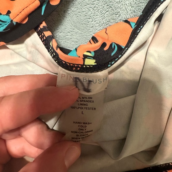 Pink Blush size L floral tankini top with ruching - Picture 3 of 5